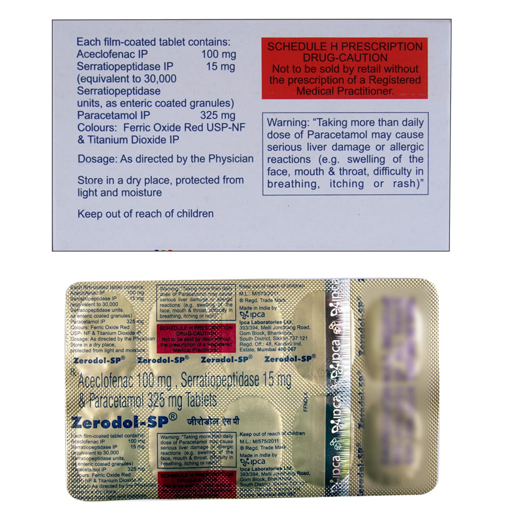 Buy Zerodol-SP 10 Tablets Online at Best Prices | Wellness Forever