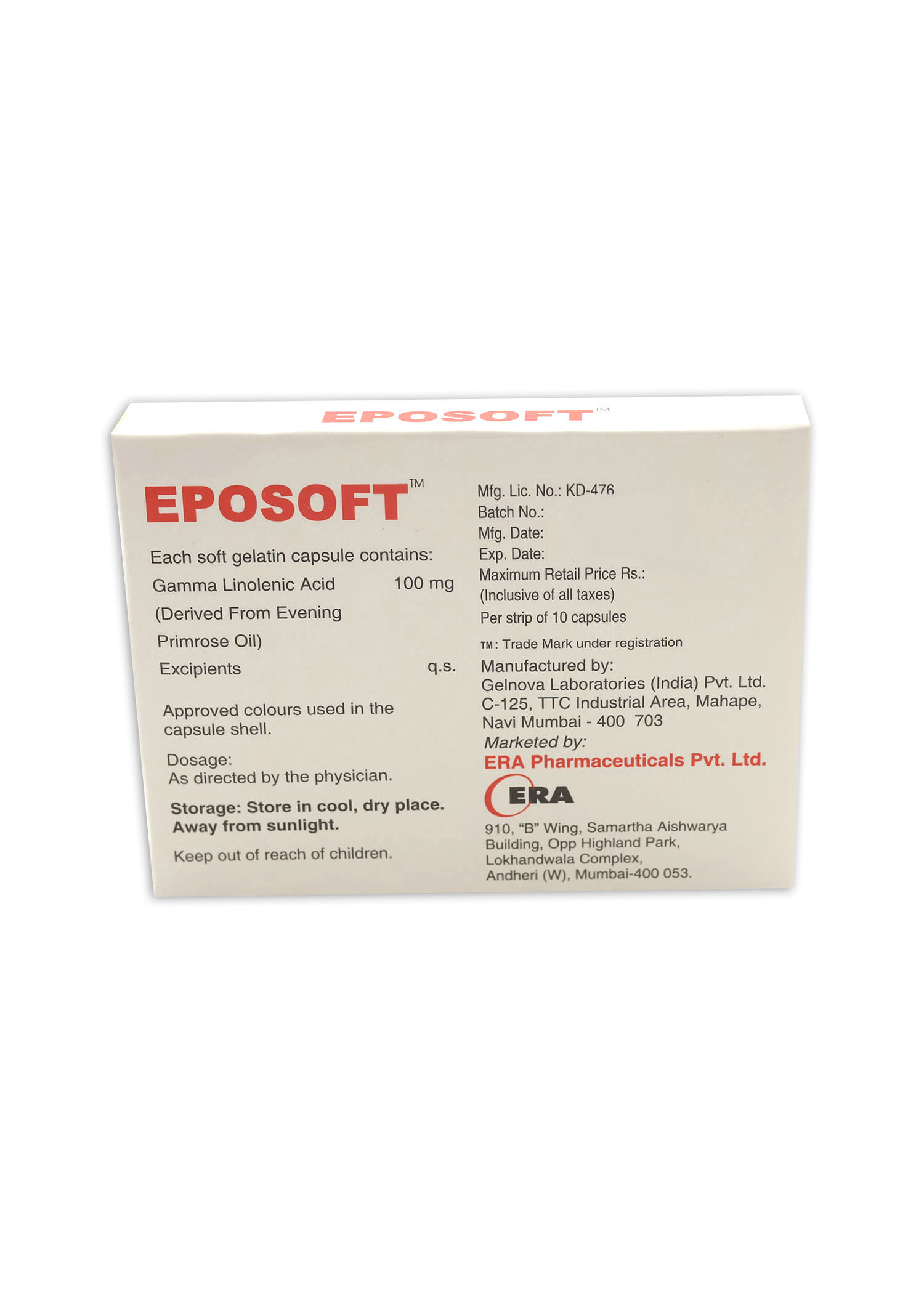 Buy Eposoft 10 Capsules Online at Best Prices | Wellness Forever