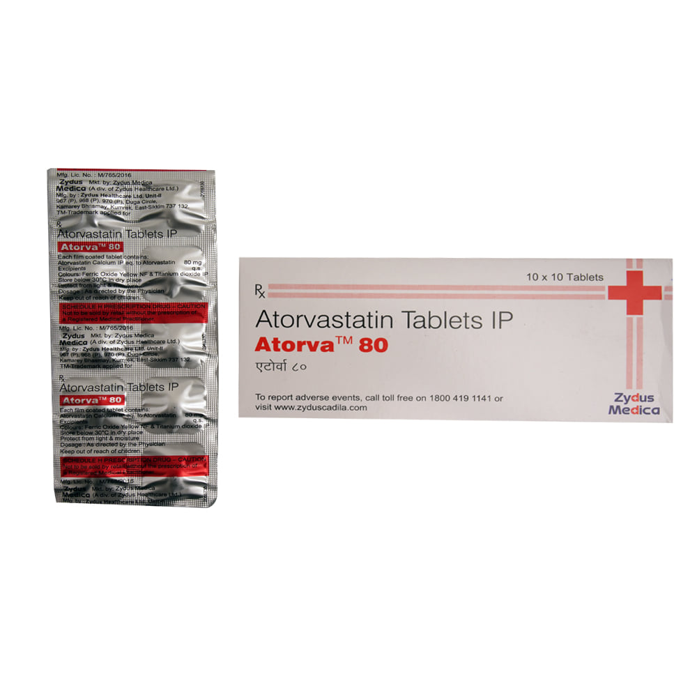 Buy Atorva 80mg 10 Tablets Online at Best Prices | Wellness Forever