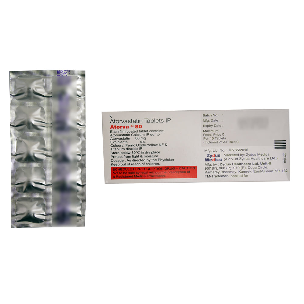 Buy Atorva 80mg 10 Tablets Online at Best Prices | Wellness Forever