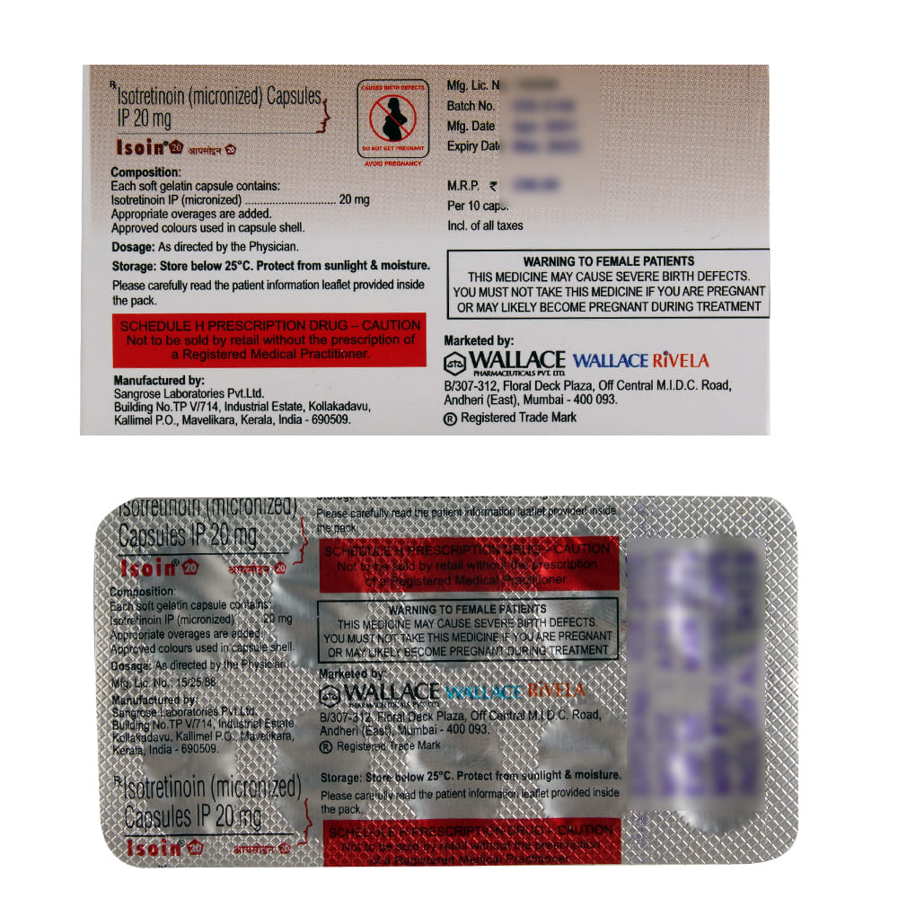 Buy Isoin 20mg 10 Capsules Online at Best Prices | Wellness Forever