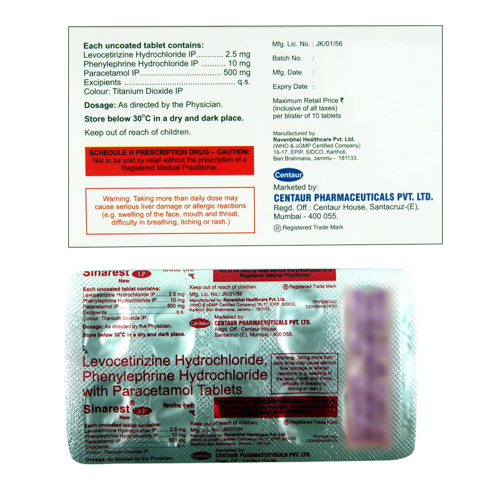 Buy Sinarest-LP 10 Tablets Online at Best Prices | Wellness Forever