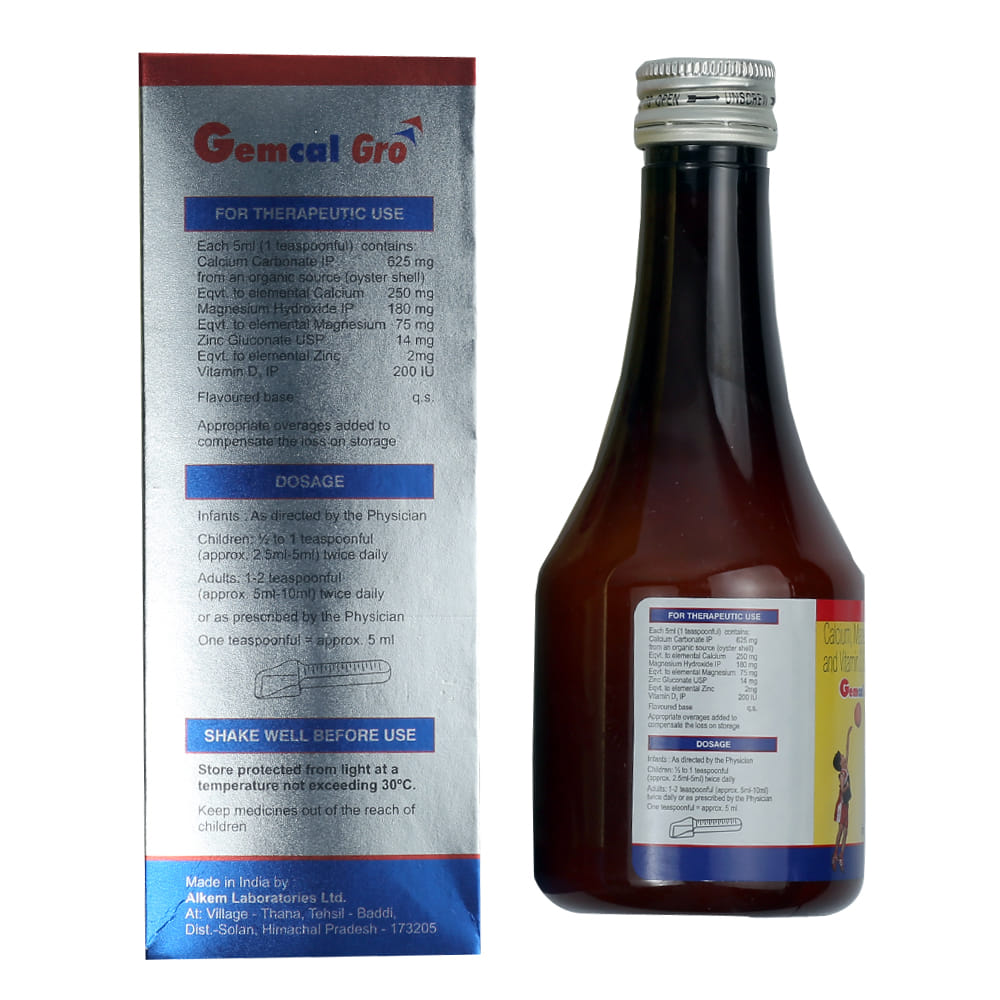 Buy Gemcal-GRO Syrup 200 ml Online at Best Prices | Wellness Forever