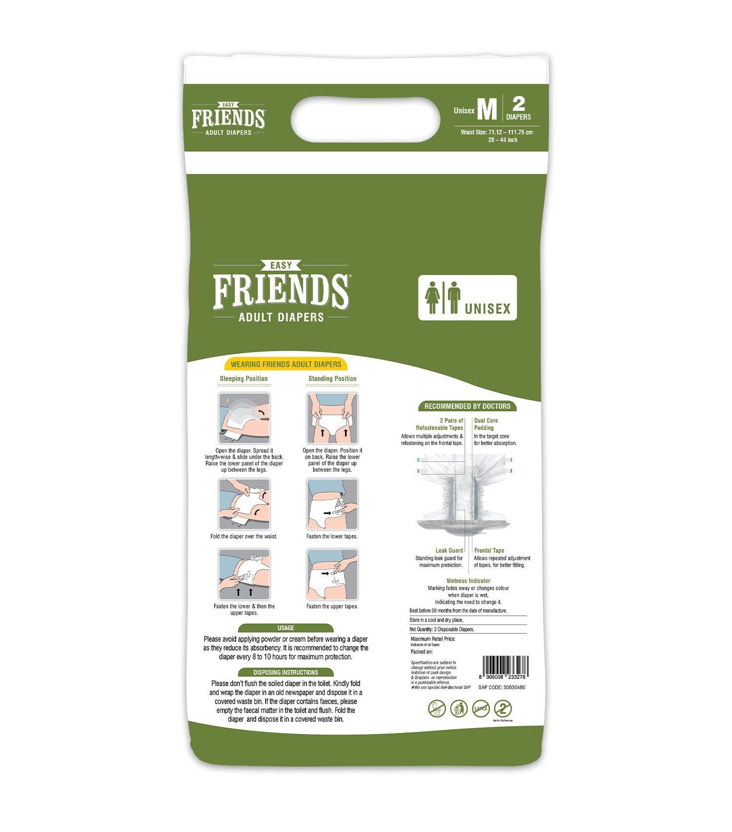 Buy Friends Easy Extra Large Adult Diapers 10 Pieces Online at Best ...