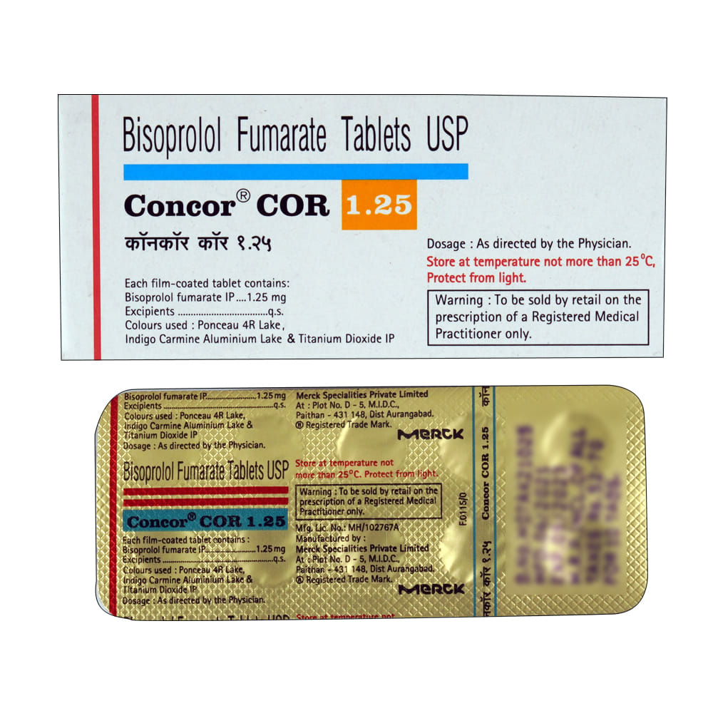 Buy Concor-COR 1.25mg 10 Tablets Online at Best Prices | Wellness Forever
