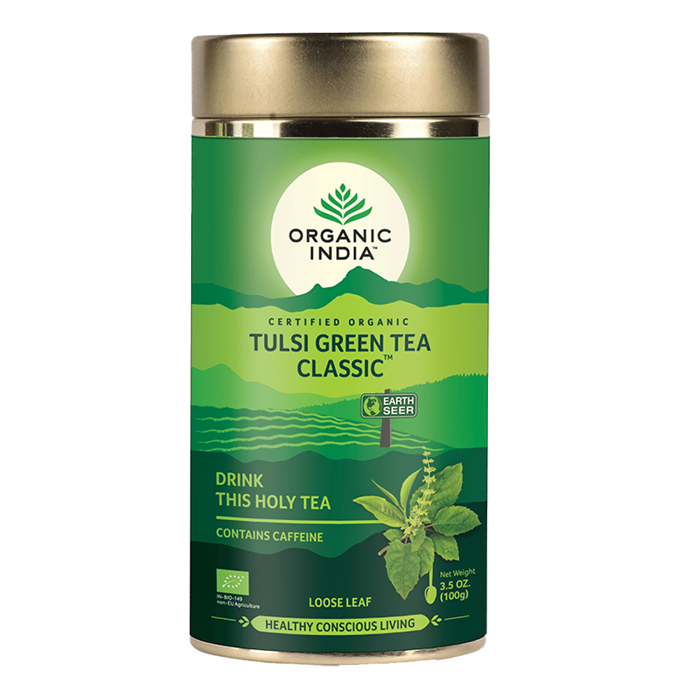 Thulsi Tea Buy Organic India Classic Tulsi Green Tea Tin 100g Online at Best ...