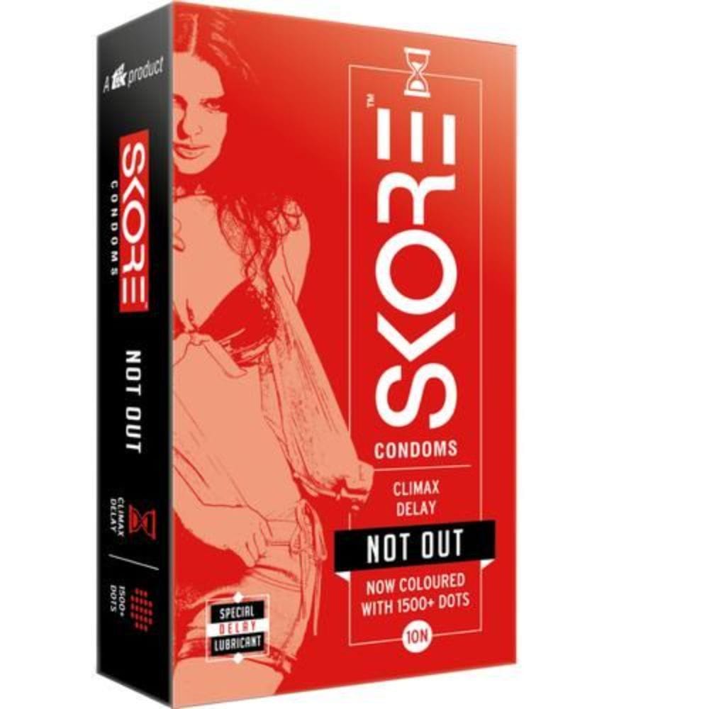 Buy Skore Not Out Climax Delay Dotted Condoms 10 Pieces Online at Best  Prices | Wellness Forever