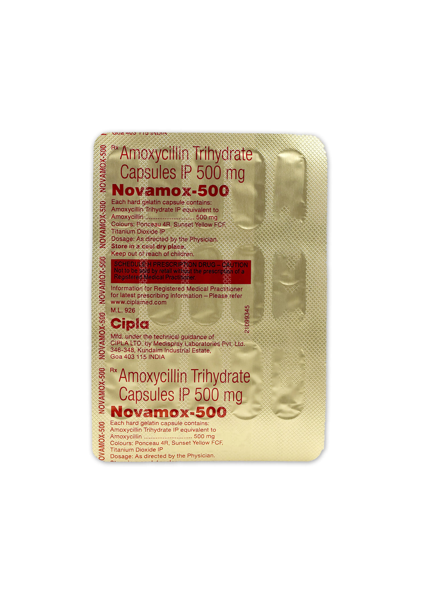 Buy Novamox 500mg 15 Capsules Online at Best Prices | Wellness Forever