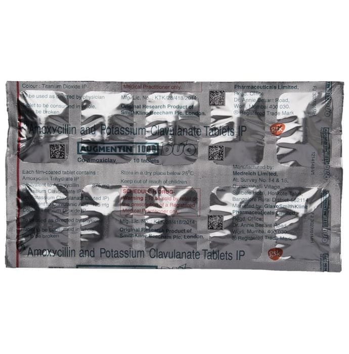 Buy Augmentin Duo 1000mg 10 Tablets Online at Best Prices | Wellness ...