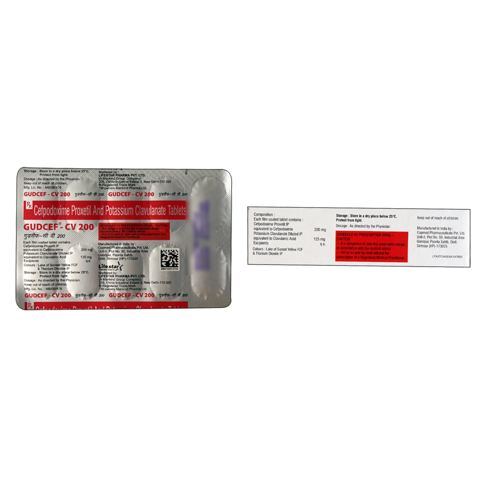 Buy Gudcef-CV 200mg 10 Tablets Online at Best Prices | Wellness Forever