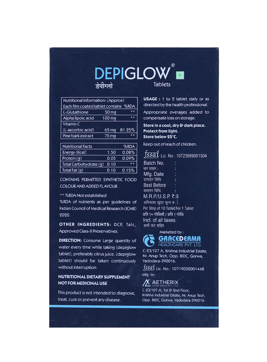 Buy Depiglow 250mg 10 Tablets Online at Best Prices