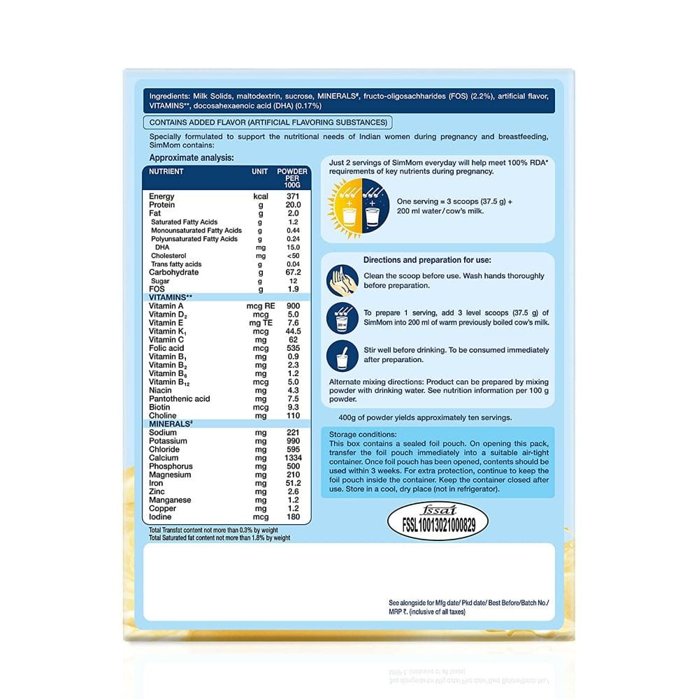 Buy Simmom IQ+ Vanilla Delight Powder, 400 g Refill Pack Online at Best ...