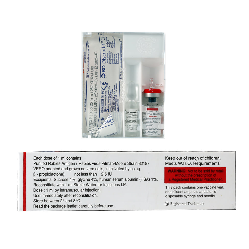 Buy Rabivax S Injection 1 ml Online at Best Prices | Wellness Forever