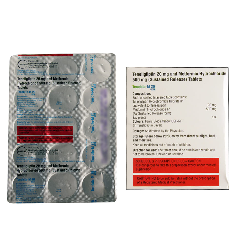 Tenebite 20 Buy Tenebite-M 20/500mg 15 Tablets Online at Best Prices | Wellness Forever