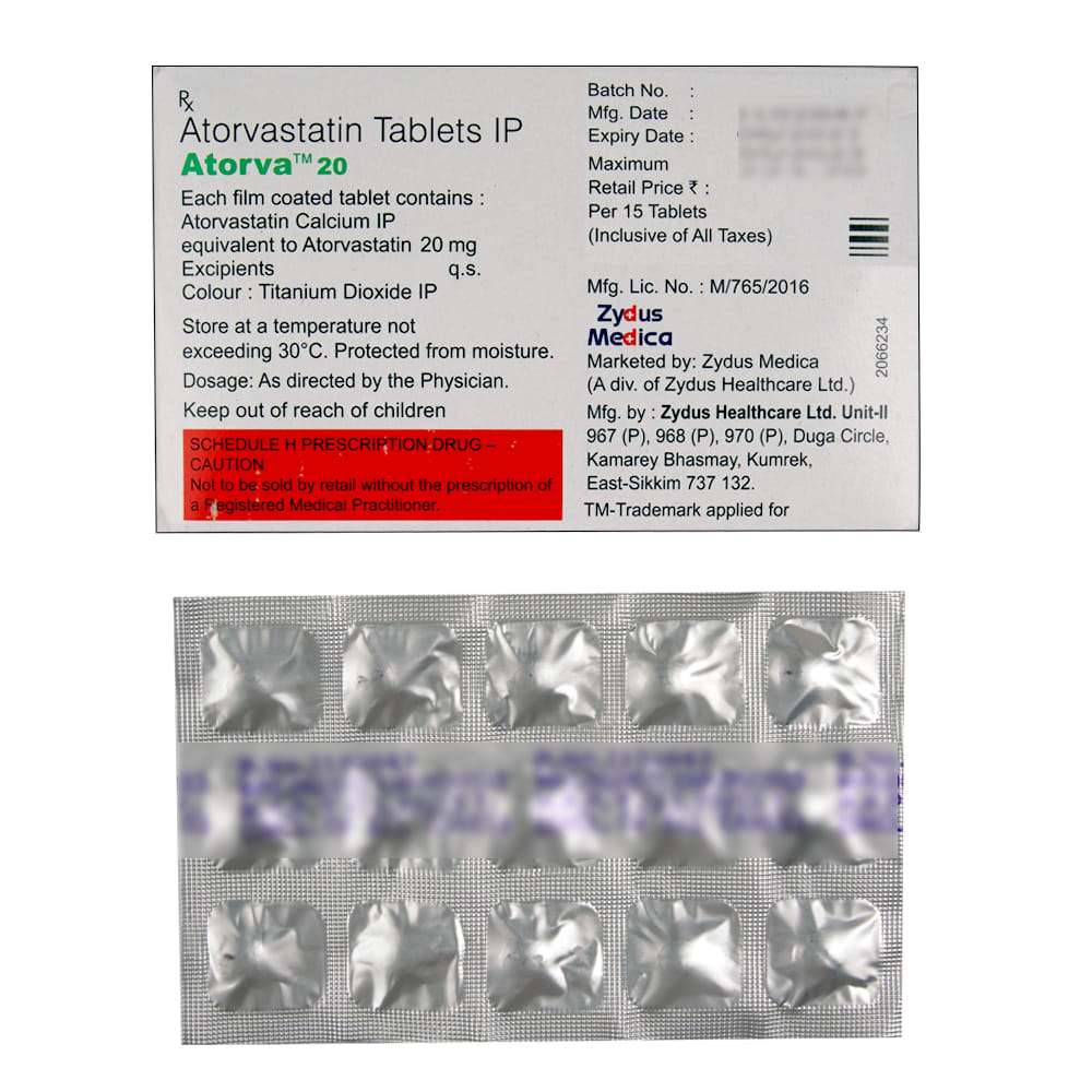 Buy Atorva 20mg 15 Tablets Online at Best Prices | Wellness Forever