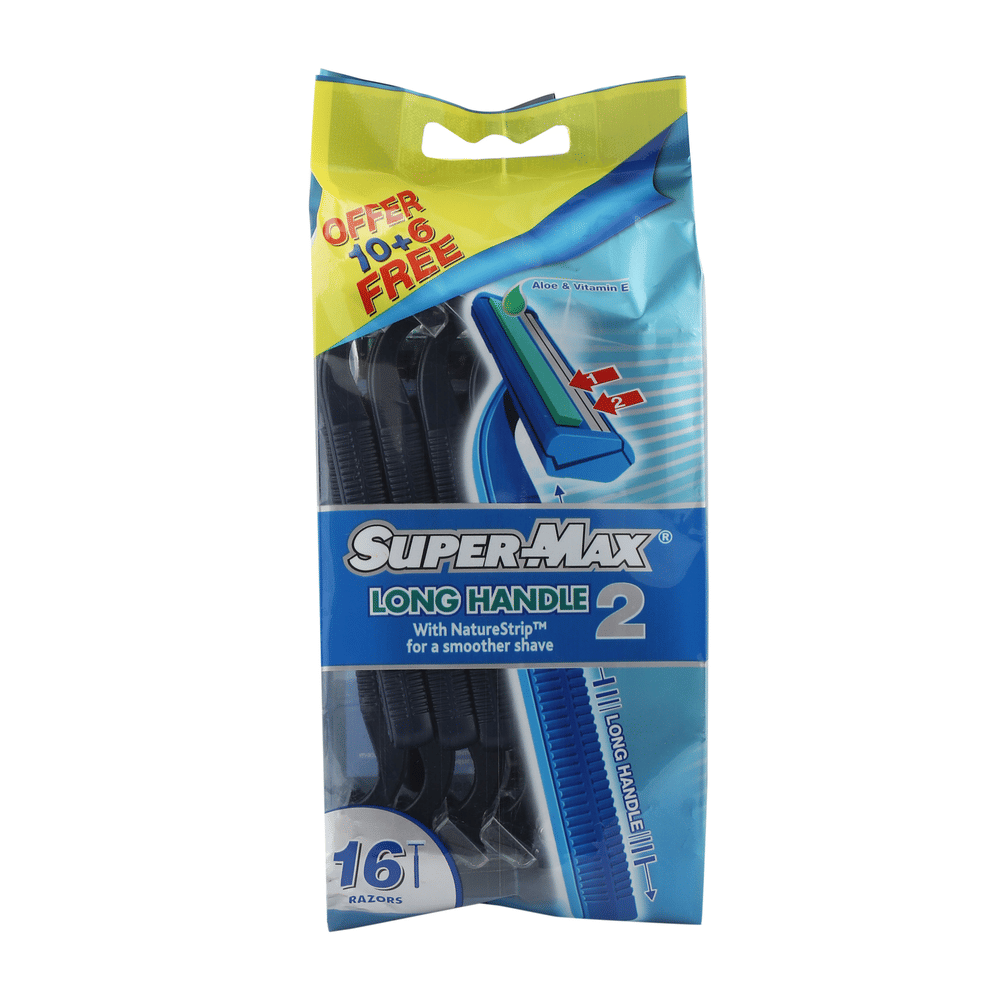Buy Supermax Long Handle Disposable Razor, 16 pcs Online at Best Prices ...