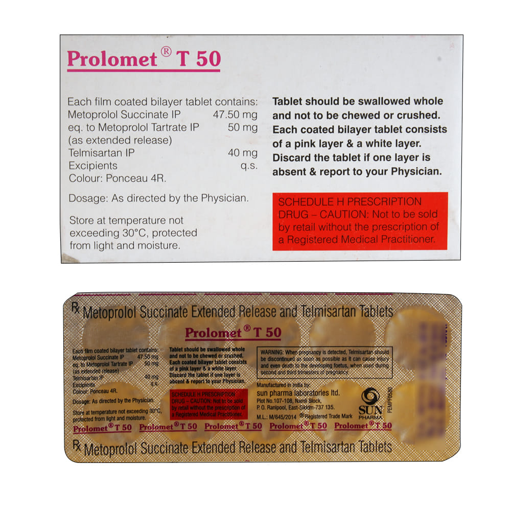Buy Prolomet-T 50mg 10 Tablets Online at Best Prices | Wellness Forever