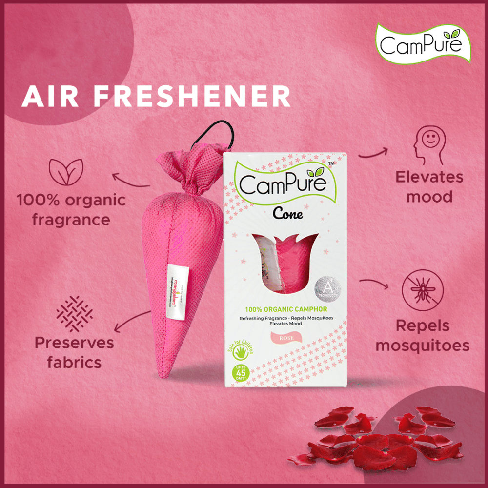 Compure Buy CamPure Rose Camphor Cone 60g Online at Best Prices | Wellness Forever
