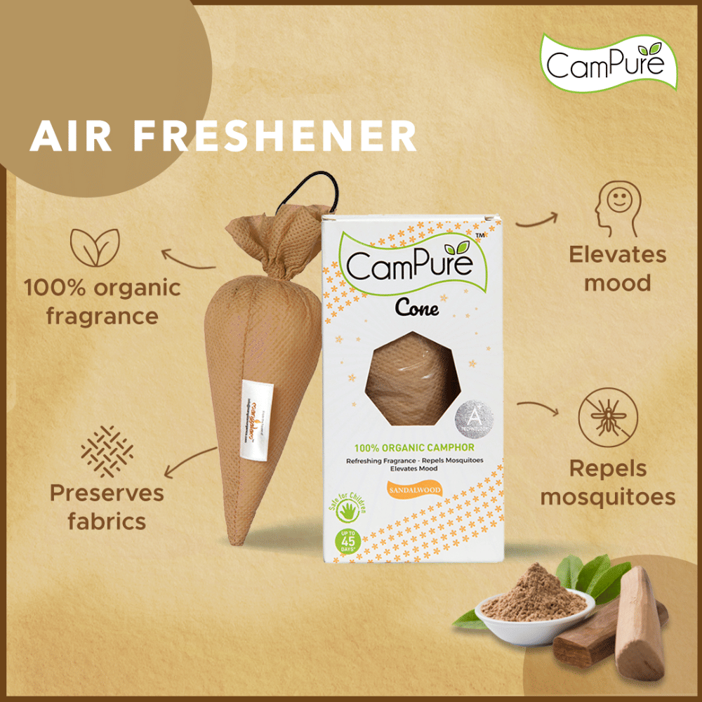 Compure Buy CamPure Air Freshener Sandalwood Camphor Cone 60g Online at Best ...