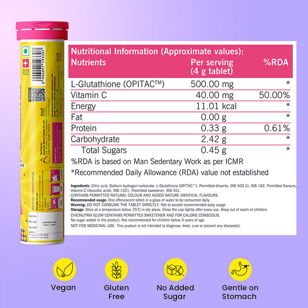 Buy Chicnutrixglow - Japanese OPITAC Glutathione Tablets Antioxidant For  Clear, Brighter & Glowing Skin - 20 Effervescent Tablets Online at Best  Prices | Wellness Forever
