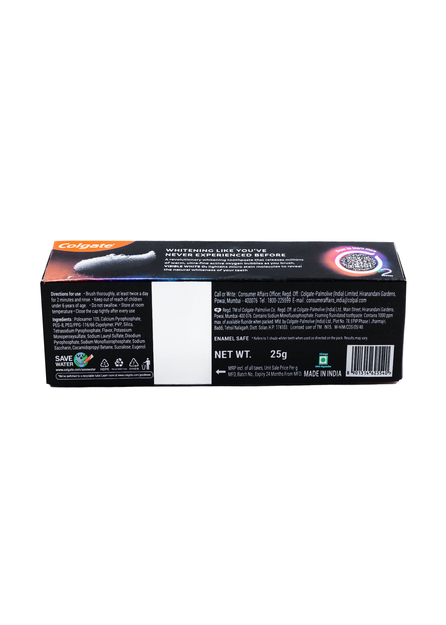 Buy Colgate Toothpaste Visibile White O2 Peppermint 25g Online at Best ...
