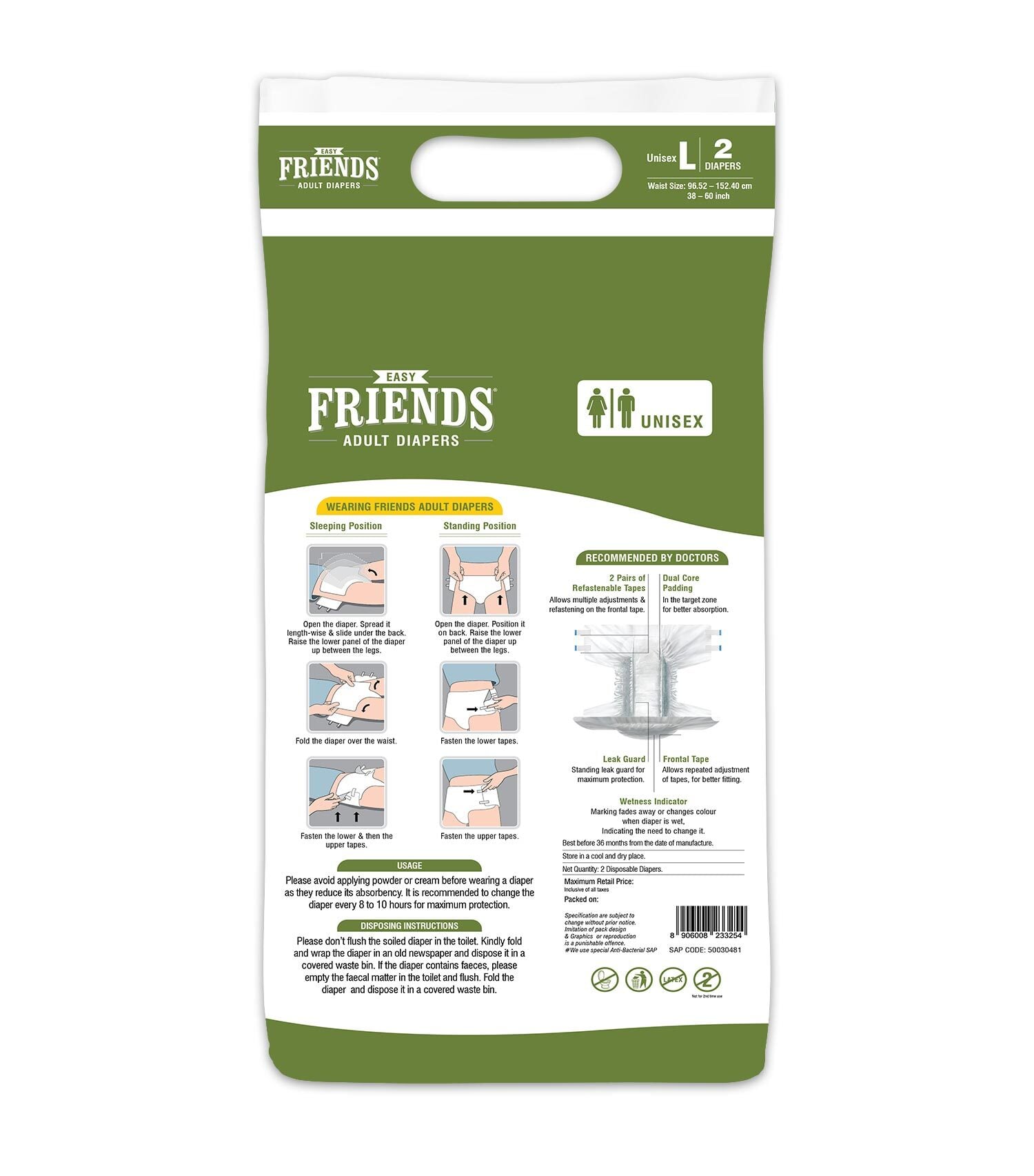 Buy Friends Adult Diapers Taped Easy Large 2 Pieces Online at Best ...