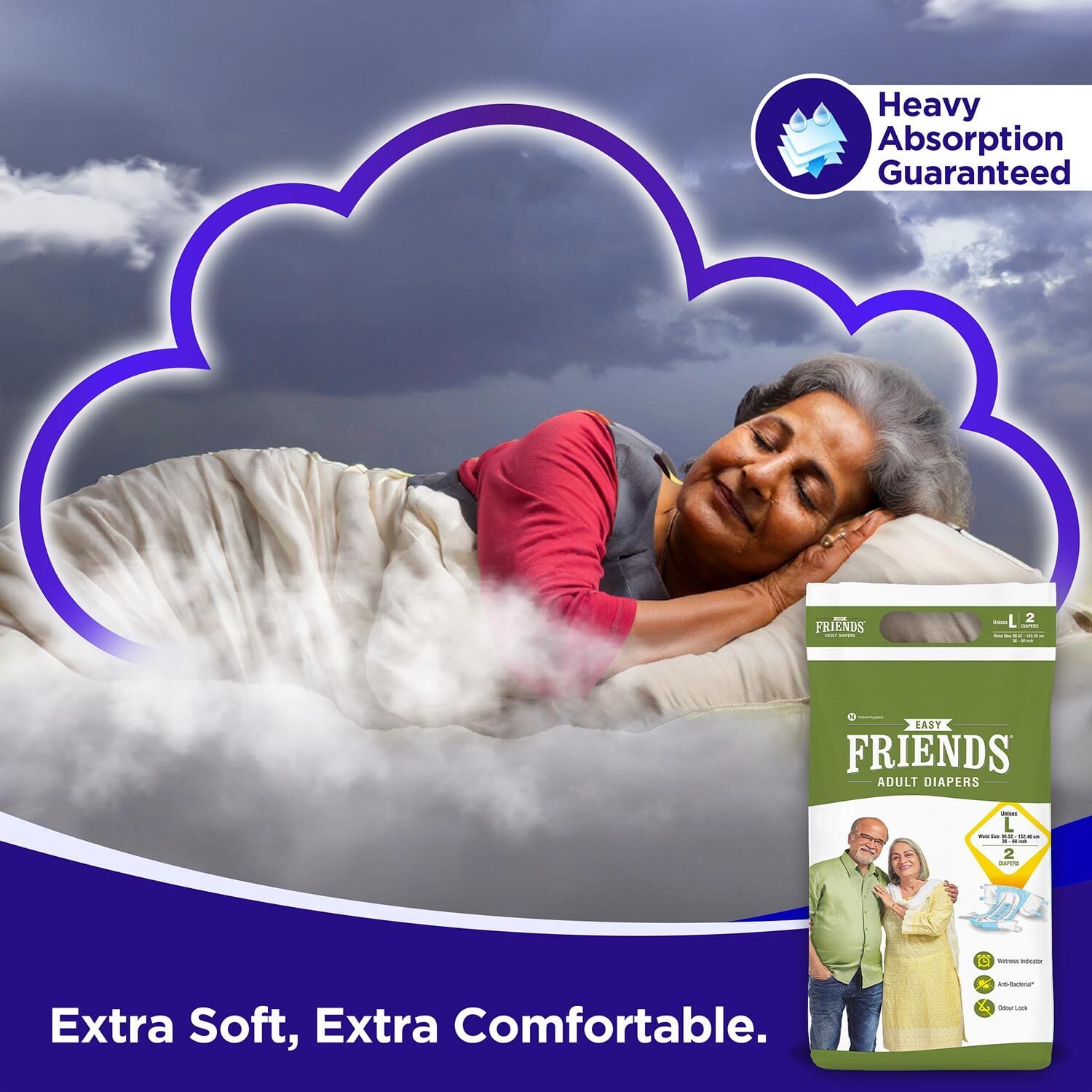 Buy Friends Adult Diapers Taped Easy Large 2 Pieces Online at Best ...