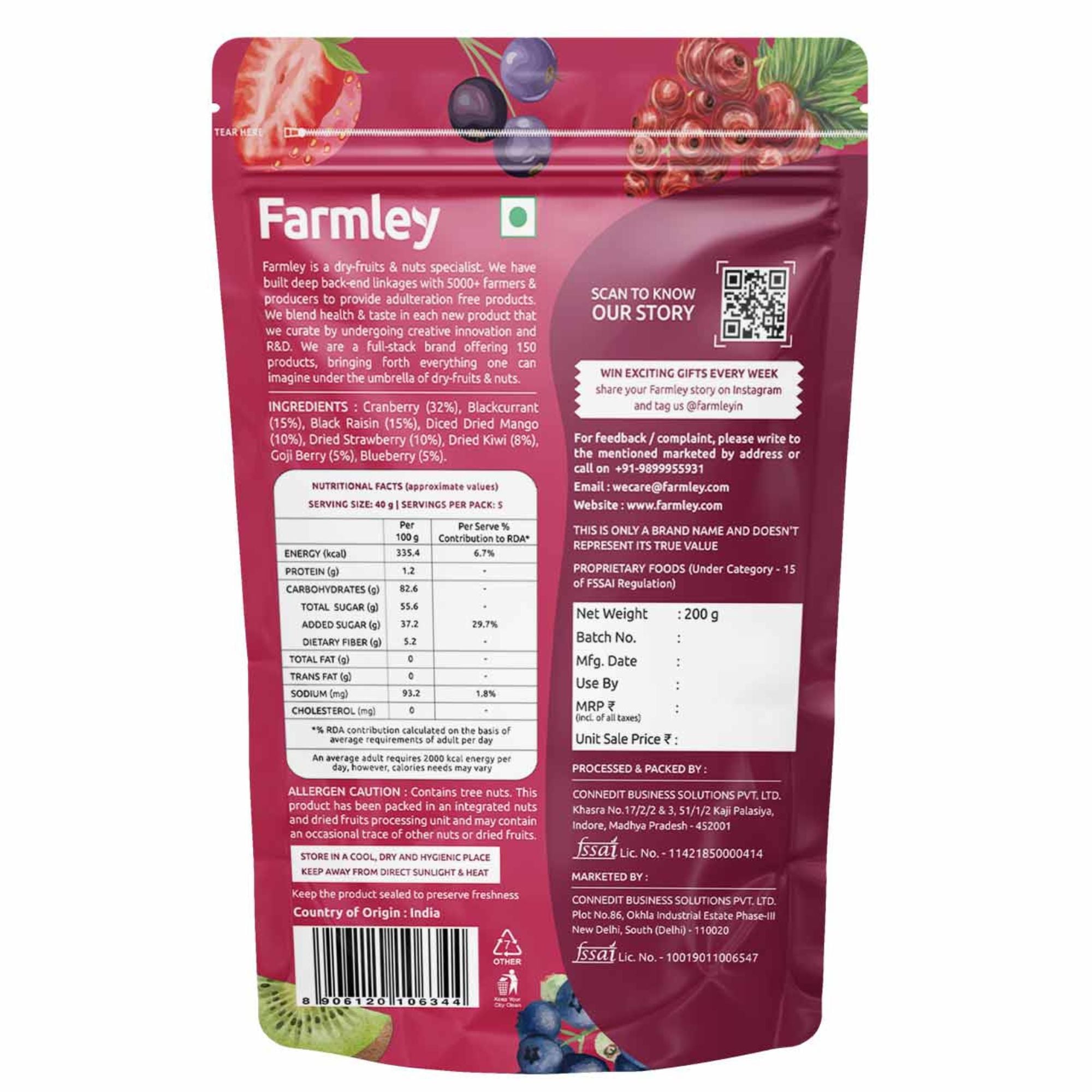 Buy Farmley Berries Mix I 200g | 8-In-1 Healthly Snacks| Contains Black ...