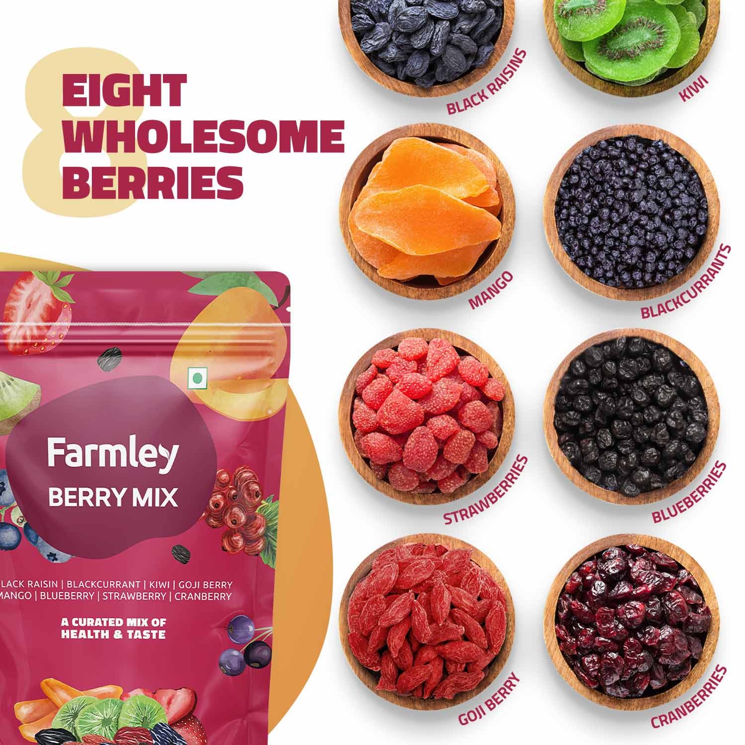 Buy Farmley Berries Mix I 200g | 8-In-1 Healthly Snacks| Contains Black ...