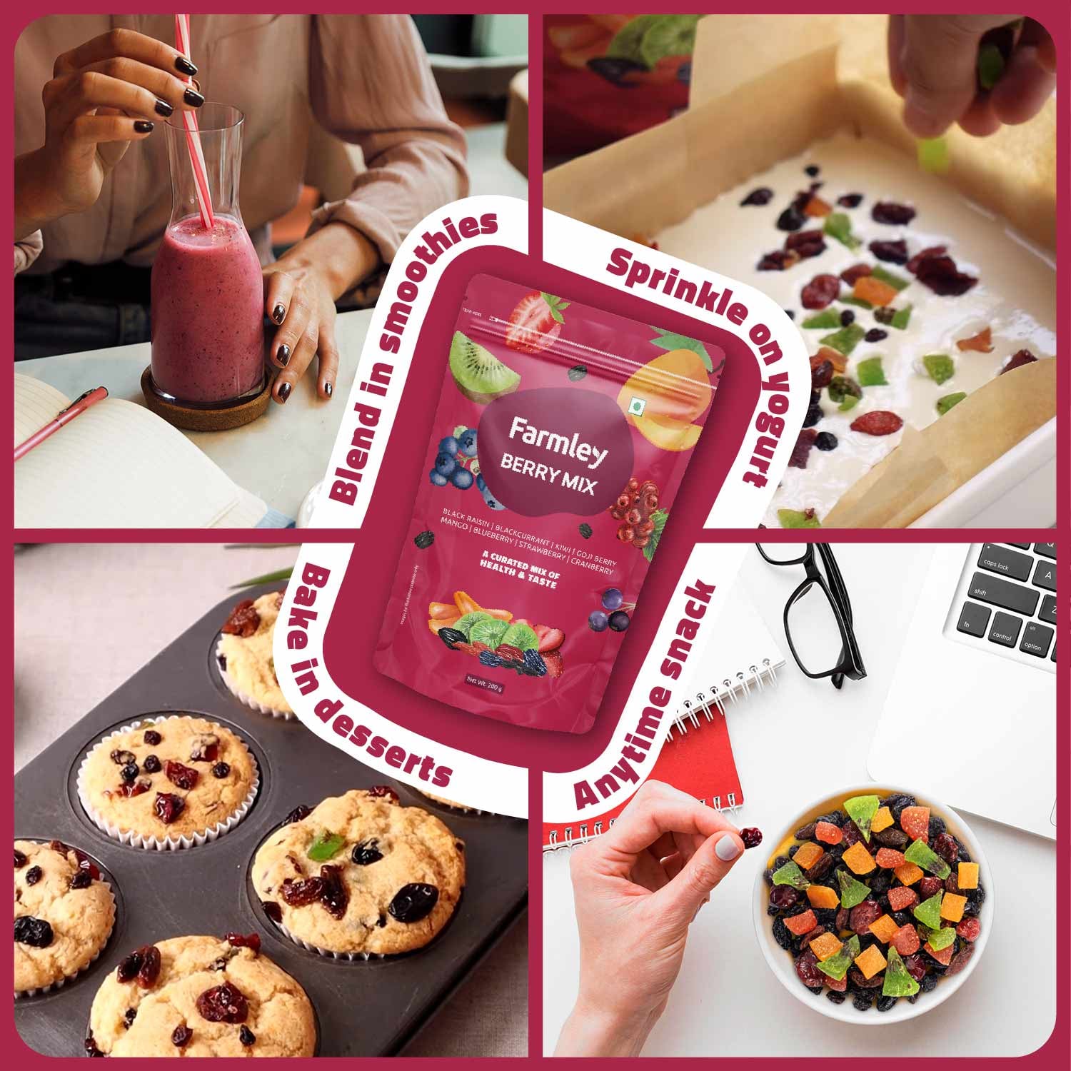 Buy Farmley Berries Mix I 200g | 8-In-1 Healthly Snacks| Contains Black ...